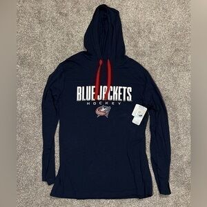 NWT NHL Blue Jackets Hockey Holiday 2024 Light Weight Blue Hoodie Size Large